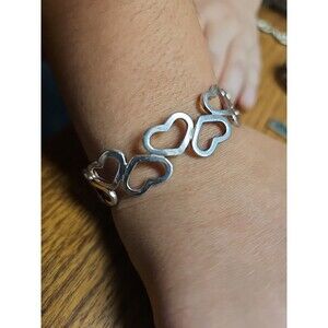 Sterling Silver, Heart Cuff Bracelet, 925 Silver, Valentine Gift, Heart Jewelry